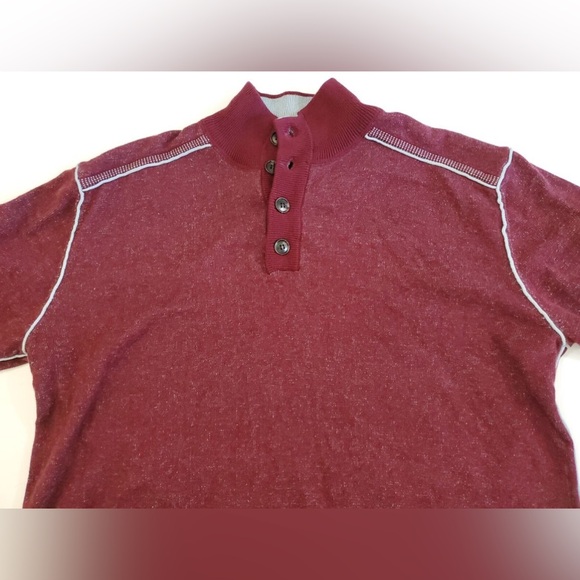 Sundance Highland Stitch Henley Burgundy Long Sleeve Pullover Sweater Size Large - Picture 3 of 5